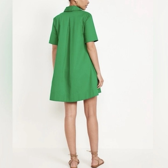 NWT Old Navy Beach Cruiser Green Short Sleeve Mini Swing Shirt Dress - Picture 4 of 16